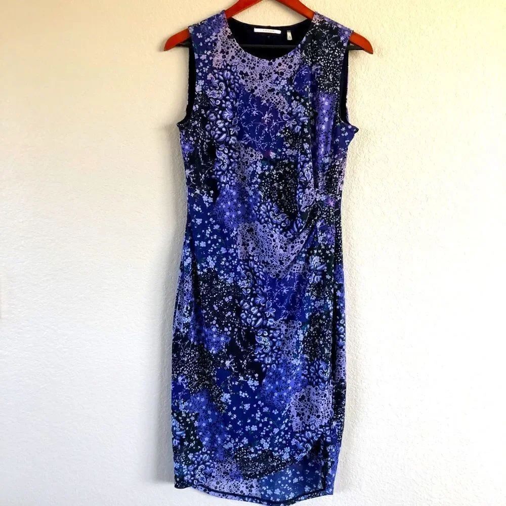 Tahari Mesh Net Layered Floral Cocktail Dress S
